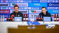 Christian Titz(links) und Manuel Holscher auf der PK vor Nürnberg