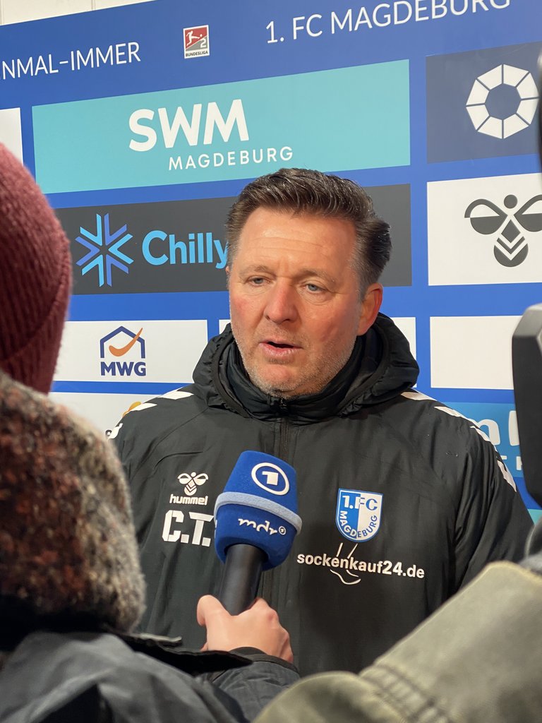 FCM-Cheftrainer Christian Titz lobte seine Mannschaft nach der Partie.