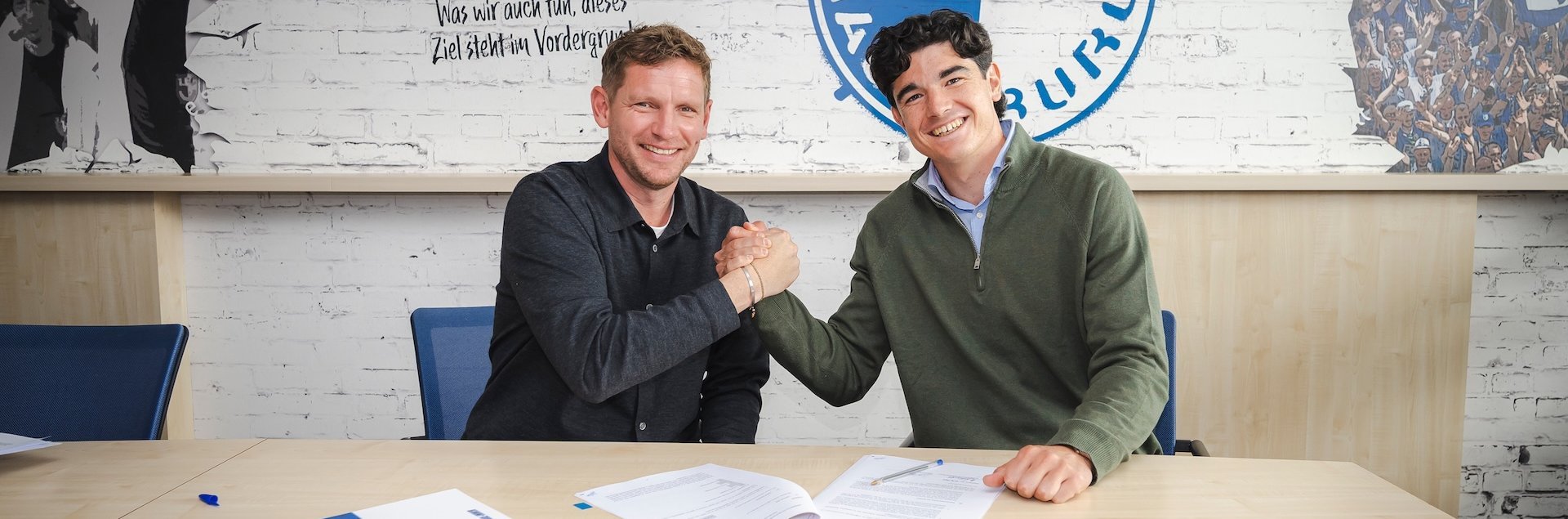 Anselmo García MacNulty (rechts) mit FCM-Sportdirektor Peer Jaekel