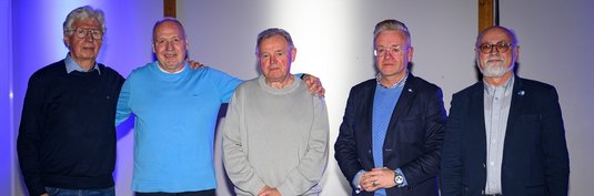 Von links: Lutz Pape, Rolf Döbbelin, Hans-Jürgen Hermann, Axel Bänsch und Ulrich Seidel. Es fehlen: Klaus Decker und Helmut Gaube