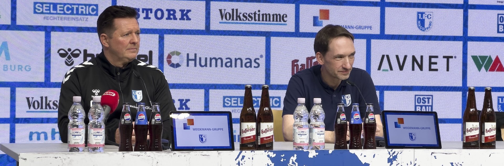 Christian Titz (links) und Manuel Holscher auf der Pressekonferenz