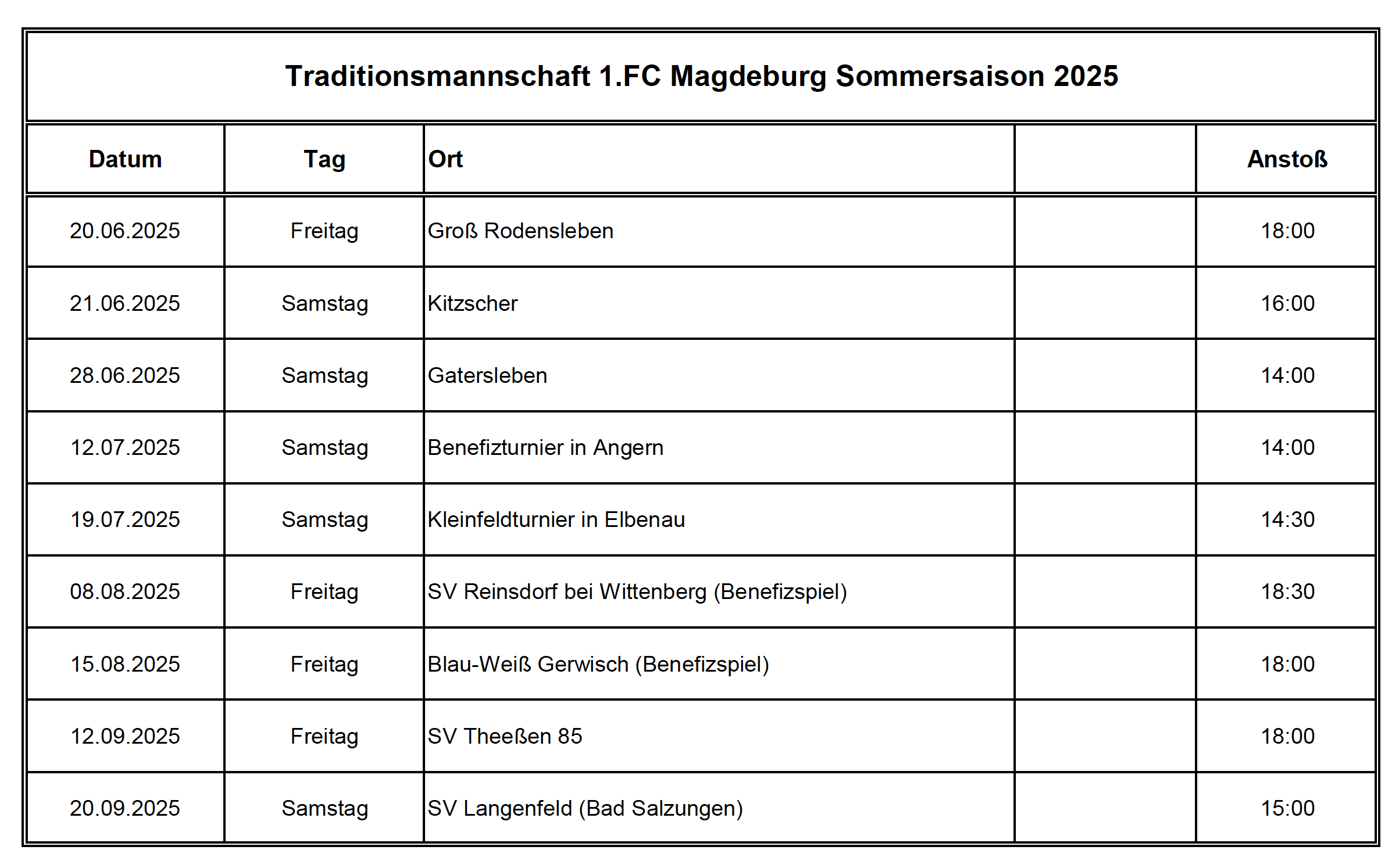 Termine der Traditionsmannschaft 2025