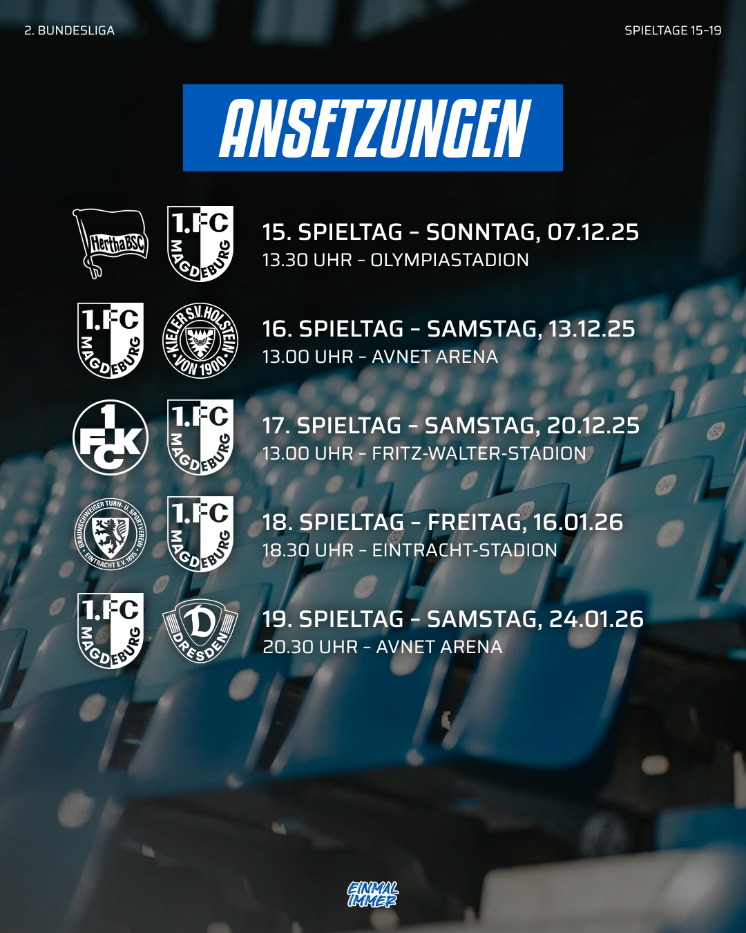 Die Termine im Überblick.