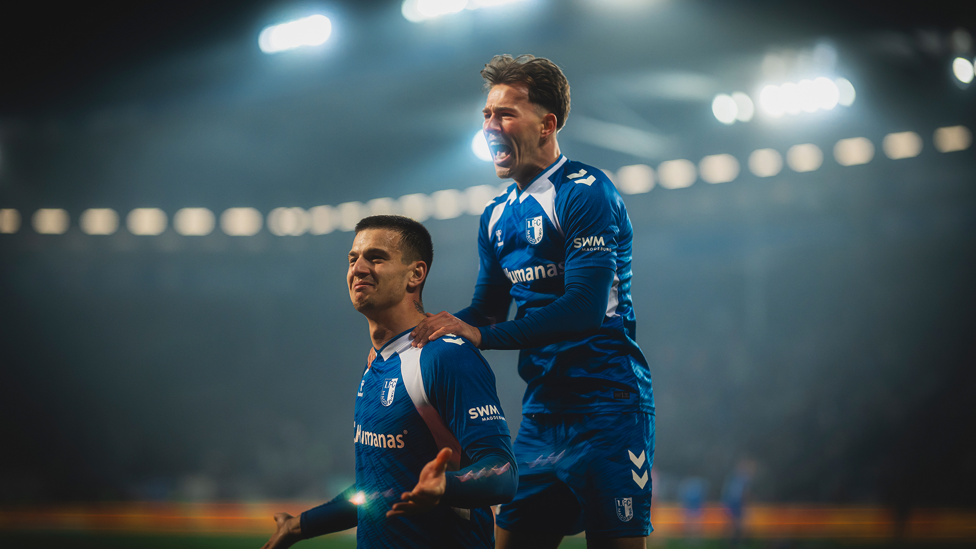 Mateusz Zukowski (links) beim Jubel mit Noah Pesch