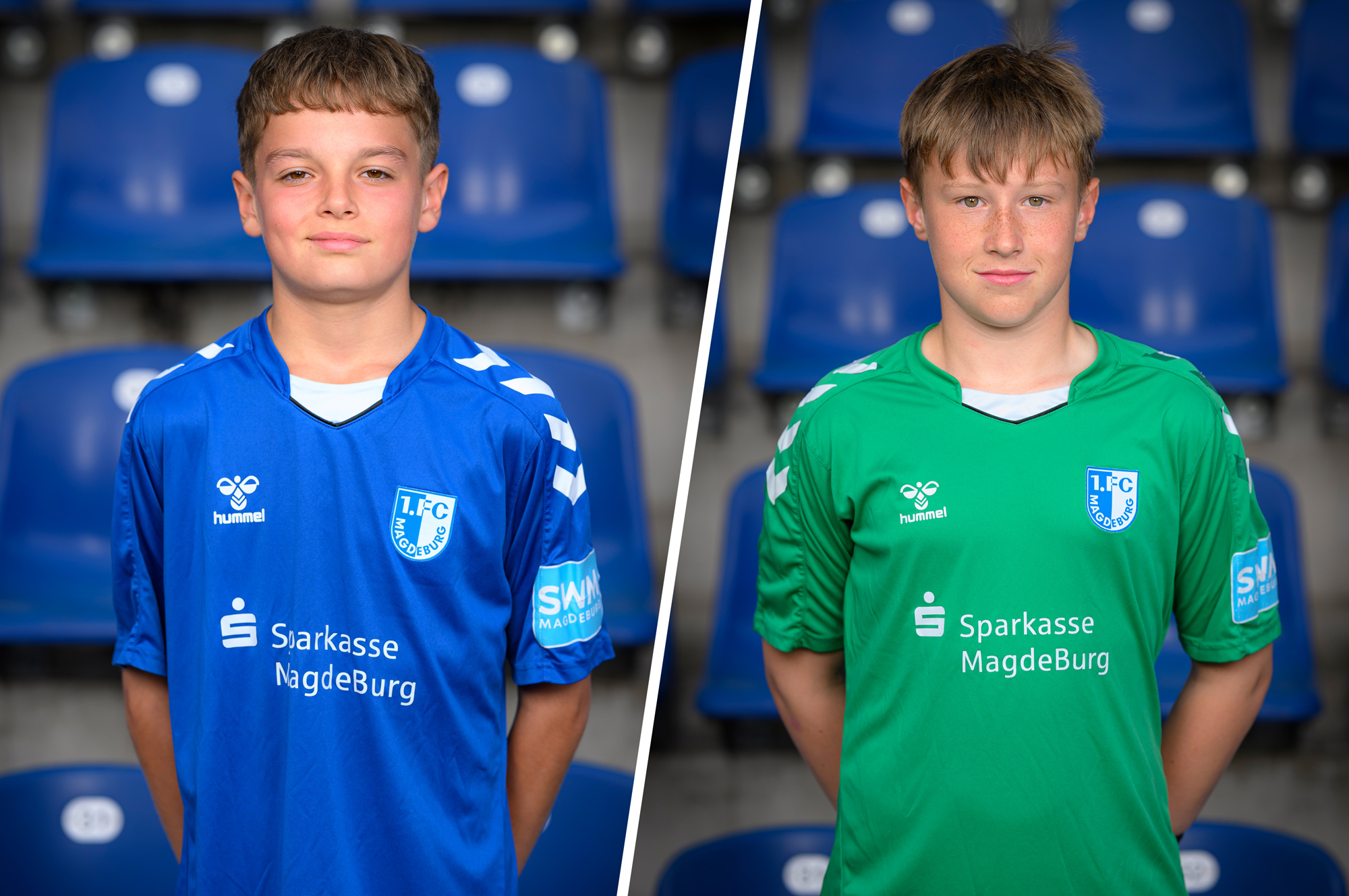 Fabian und Leopold im Trikot unseres 1. FC Magdeburg.