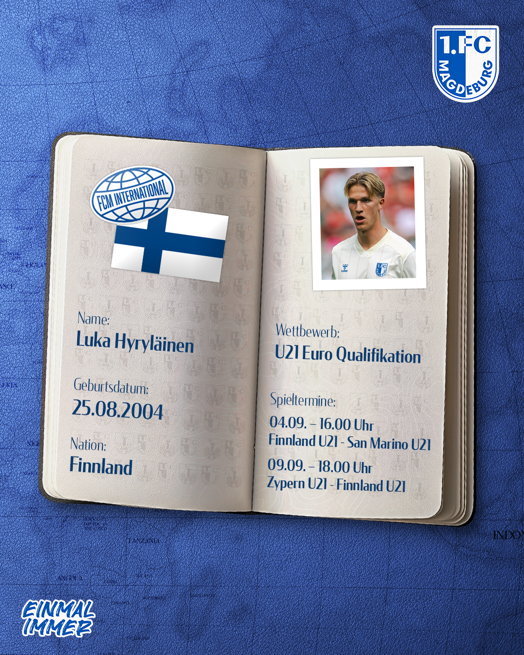 Luka Hyryläinen ist mit der finnischen U-21-Nationalmannschaft unterwegs.