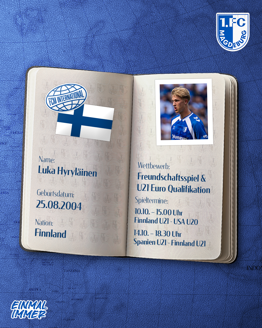 Luka Hyryläinen ist für die finnische U21 nominiert worden.