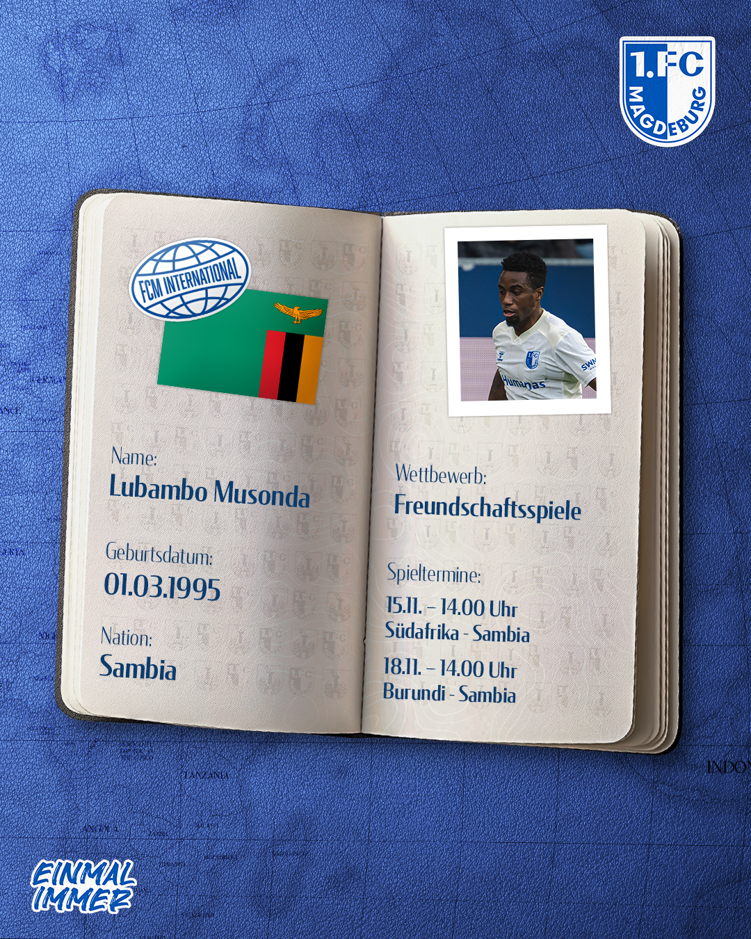 Lubambo Musonda bestreitet mit der sambischen Nationalmannschaft zwei Freundschaftsspiele.