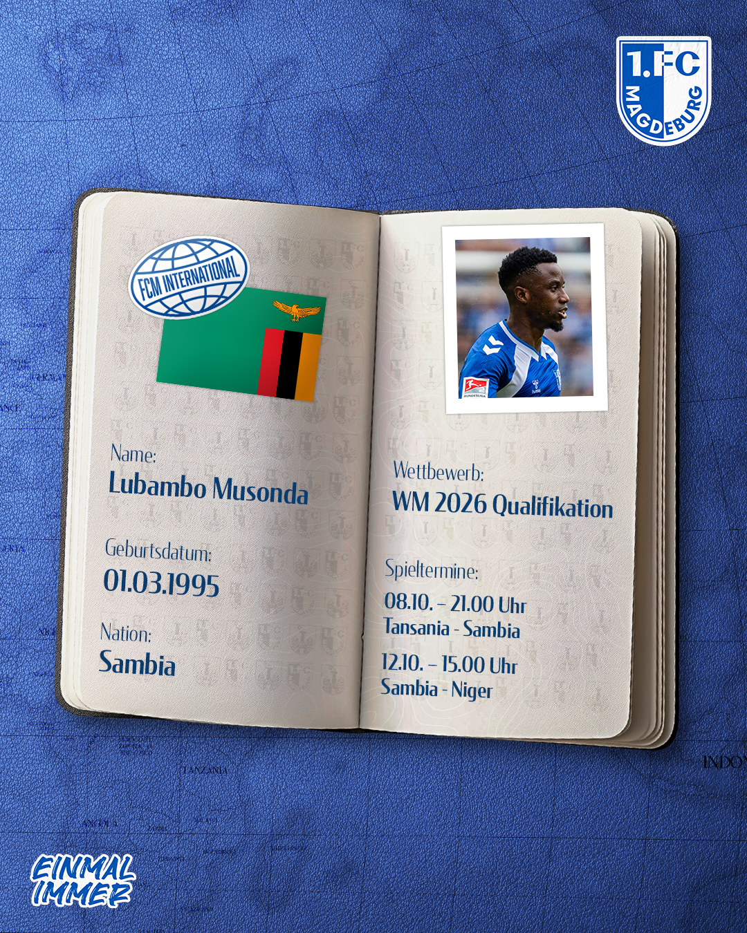 Lubambo Musonda ist für Sambia nominiert worden.