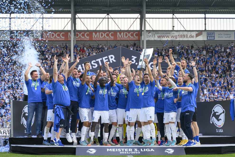 Im Jahr 2022 sicherte sich der FCM zum zweiten Mal die Drittliga-Meisterschaft und damit auch den Zweitliga-Aufstieg.